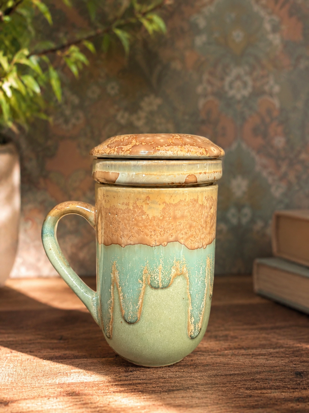 Handgefertigte Teetasse mit Keramik-Teesieb & Deckel – Für genussvolle Teemomente