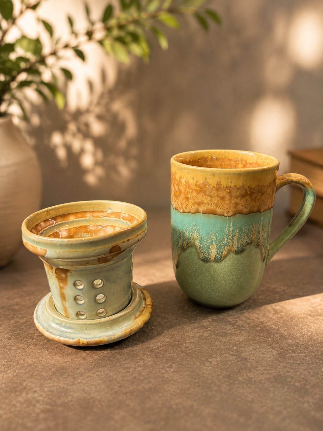 Handgefertigte Teetasse mit Keramik-Teesieb & Deckel – Für genussvolle Teemomente