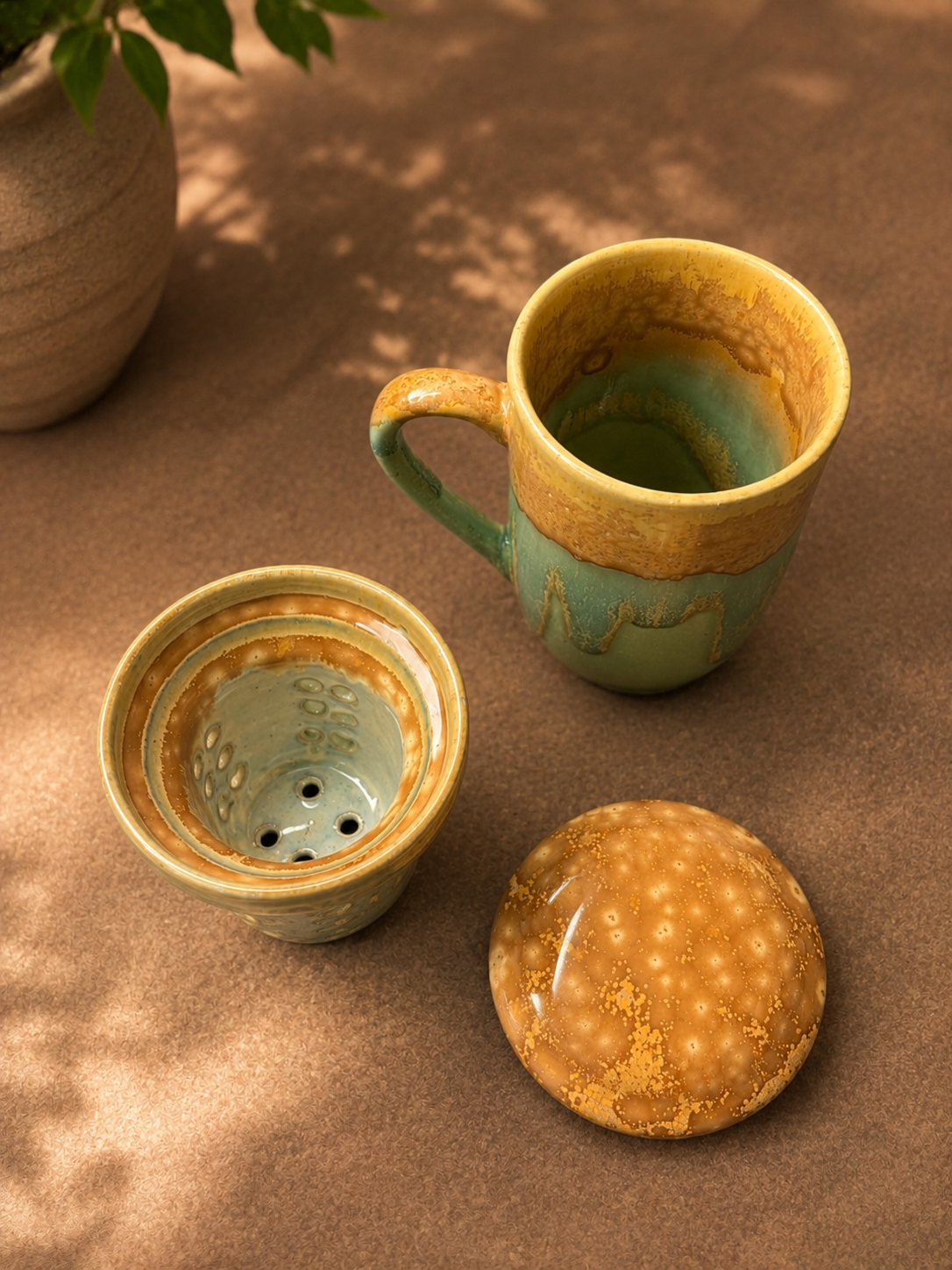Handgefertigte Teetasse mit Keramik-Teesieb & Deckel – Für genussvolle Teemomente