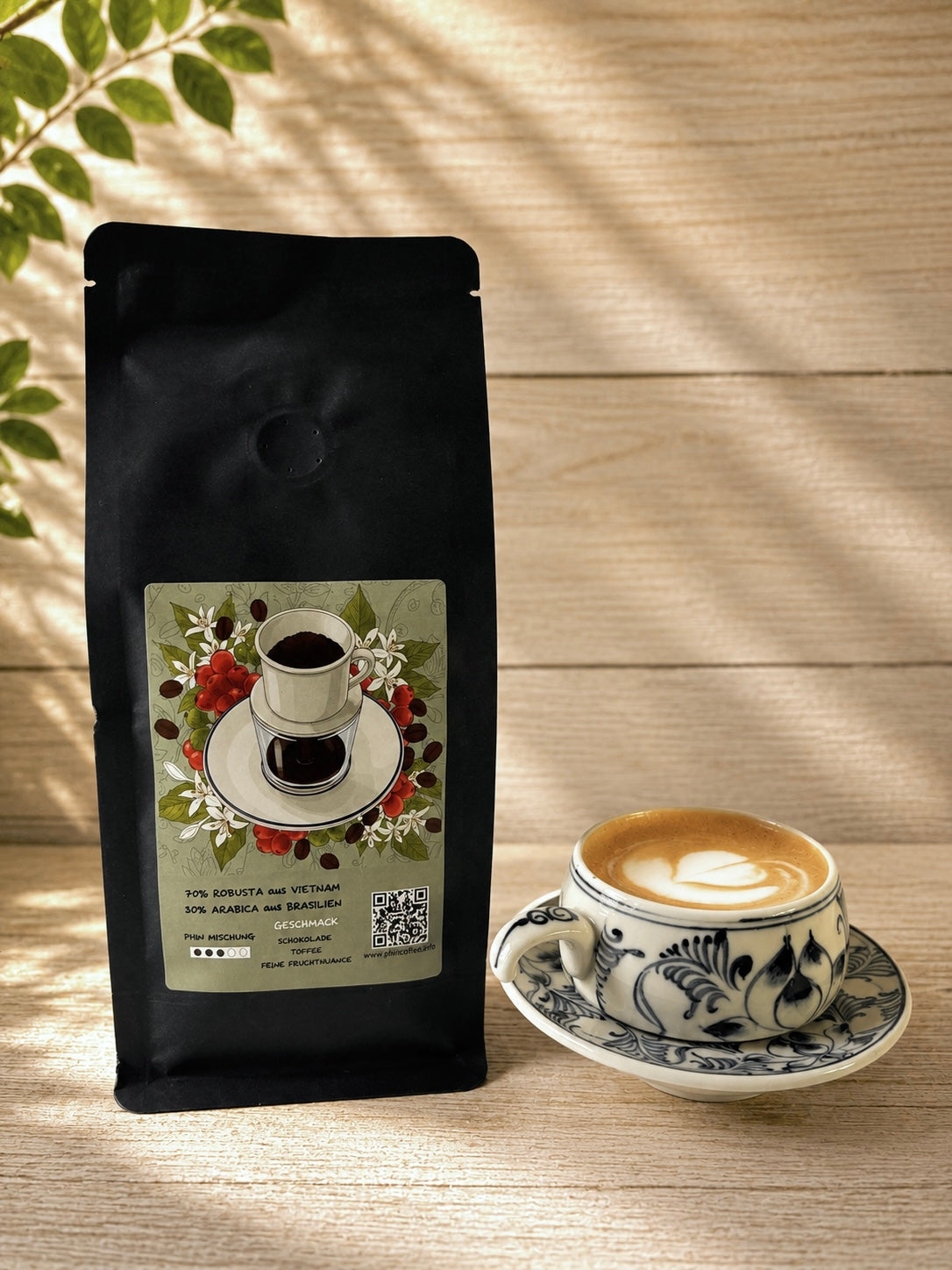 Kaffeebohnen für Phin Filter mit 70% Robusta aus Vietnam und 30% Arabica aus Brasilien