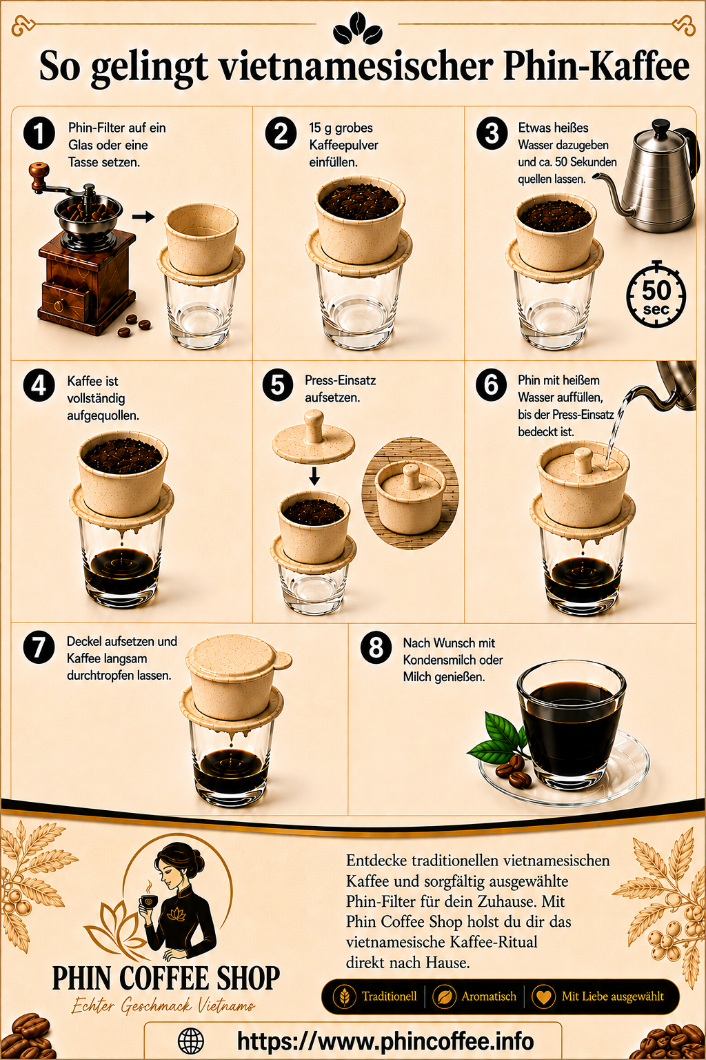 GESCHENKSET- Kaffeebohnen und Phin Set mit Kaffeefilter und passender Tasse aus Keramik in Moosgrün